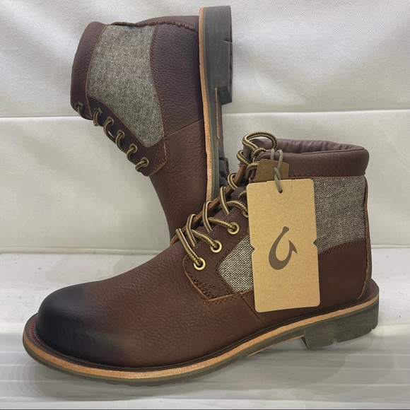 Olukai Waterproof Boots Brown leather Men’s Size 8 - Picture 2 of 12